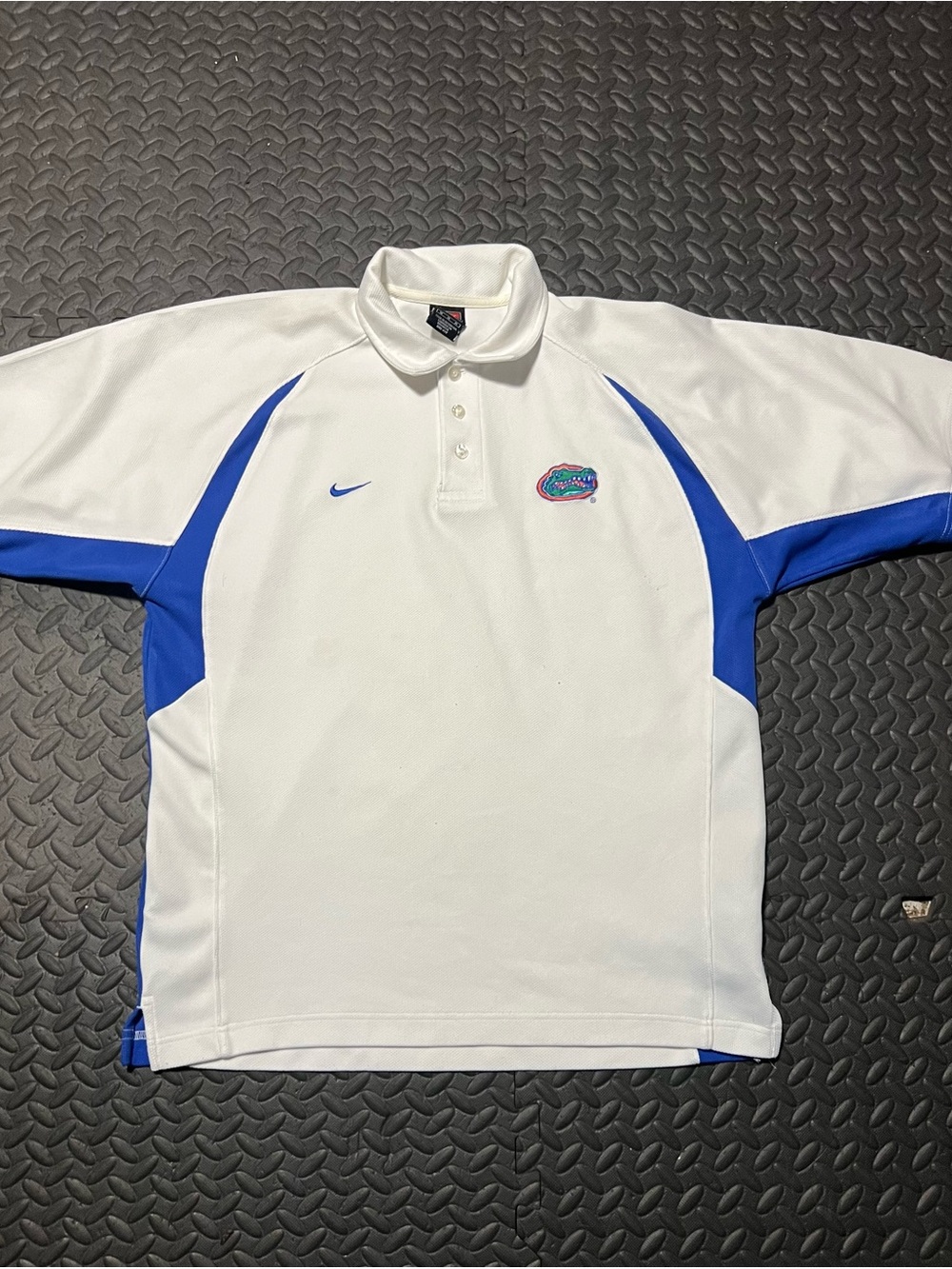 Nike White and Royal Blue Florida Gators Polo Shirt